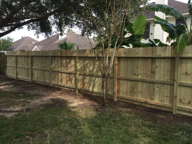 New Pine Fence Installed with Three Rails